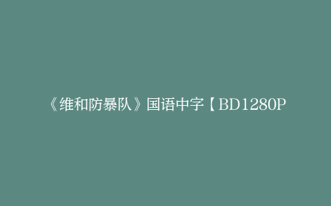 《维和防暴队》国语中字【BD1280P/3.6G-MKV】资源下载百度网盘4k超清